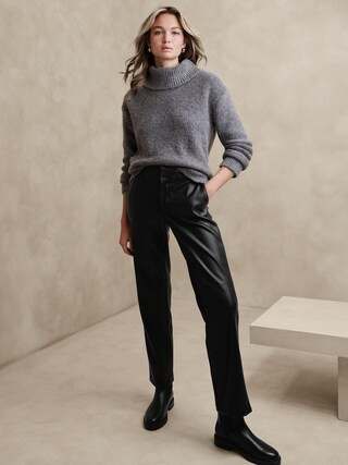 Vegan Leather Straight Trouser | Banana Republic Factory
