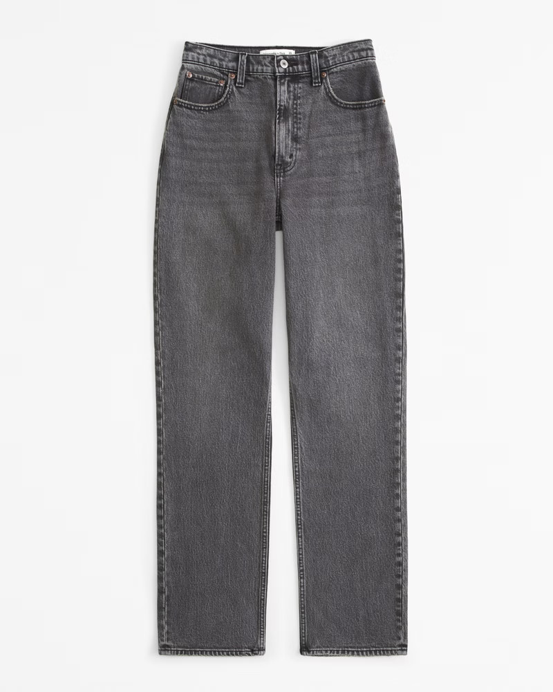 Abercrombie & Fitch Women's Ultra High Rise 90s Straight Jean in Washed Black - Size 30 LONG | Abercrombie & Fitch (US)