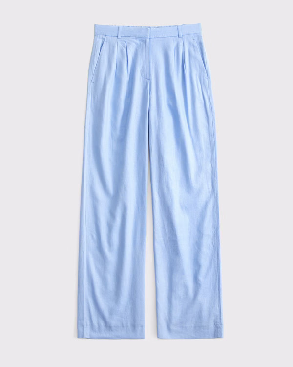 Women's A&F Sloane Low Rise Tailored Linen-Blend Pant | Women's Bottoms | Abercrombie.com | Abercrombie & Fitch (US)