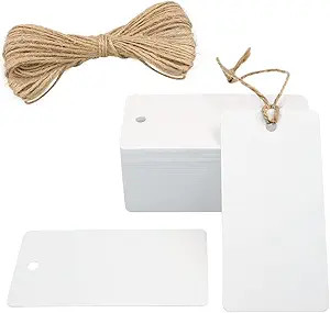 G2PLUS 100PCS Blank Gift Tags,3.5” x 1.7” White Kraft Paper Gift Tag with String, Rectangle H... | Amazon (US)