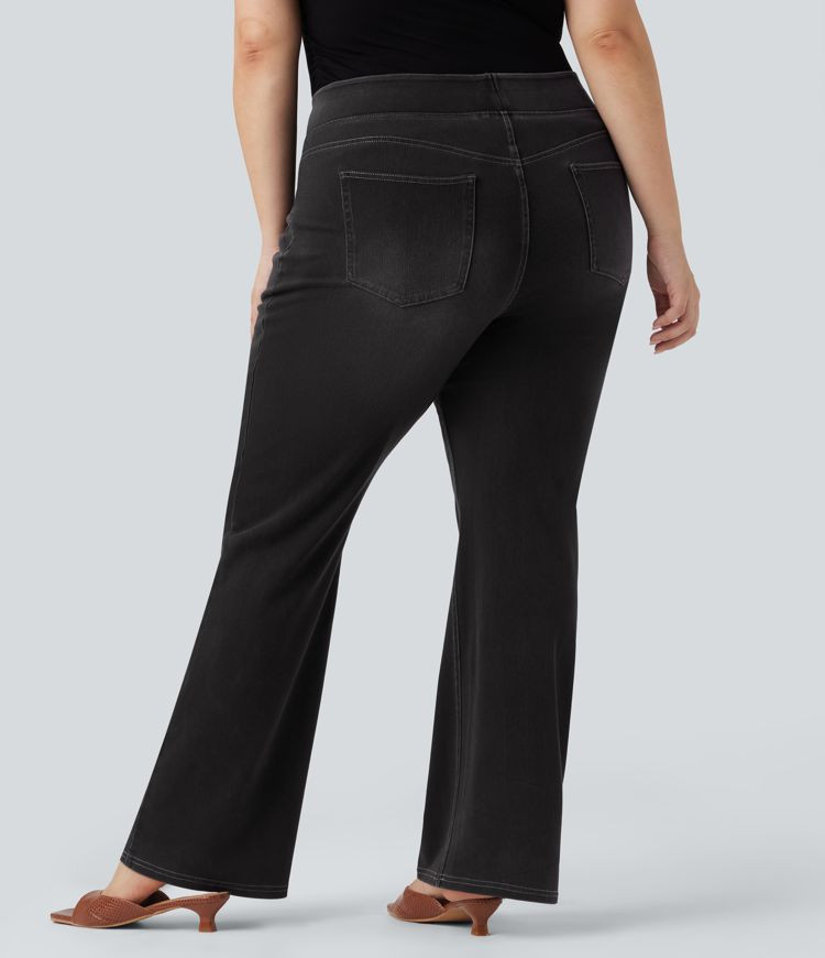 Women’s Halara Flex™ High Waisted Pockets Washed Casual Bootcut Plus Size Jeans - Halara | HALARA