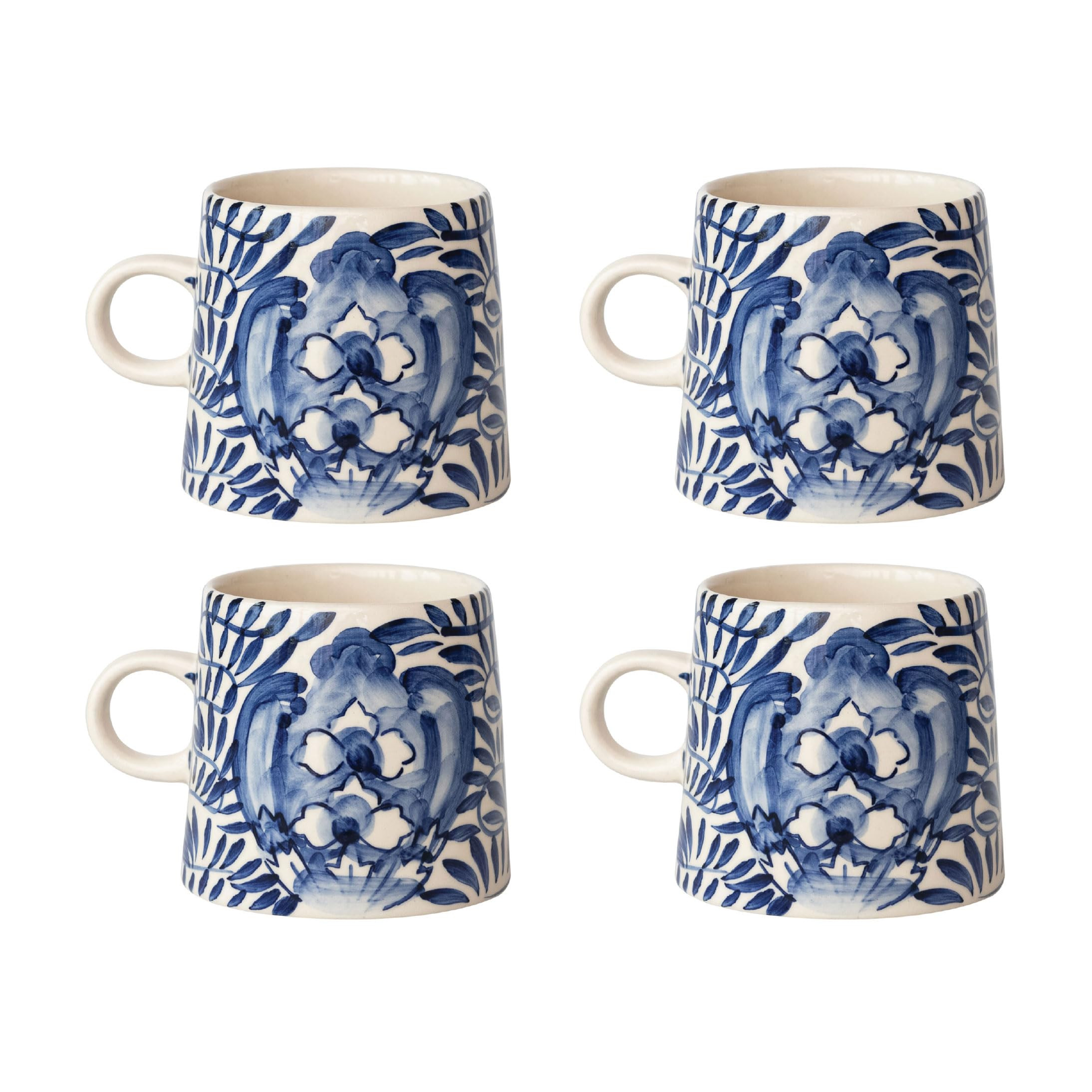 Creative Co-Op 10-oz Stoneware Mug with Geometric Design, Blue, Set of 4 | Amazon (US)