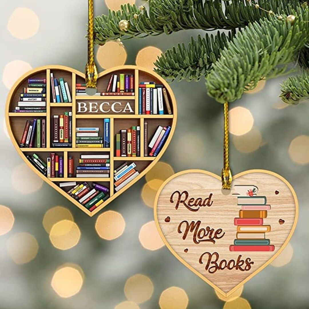 Custom Just Girl Who Love Book Ornament, Reading Book Christmas Ornament, Book Stacked Ornament, ... | Etsy (US)