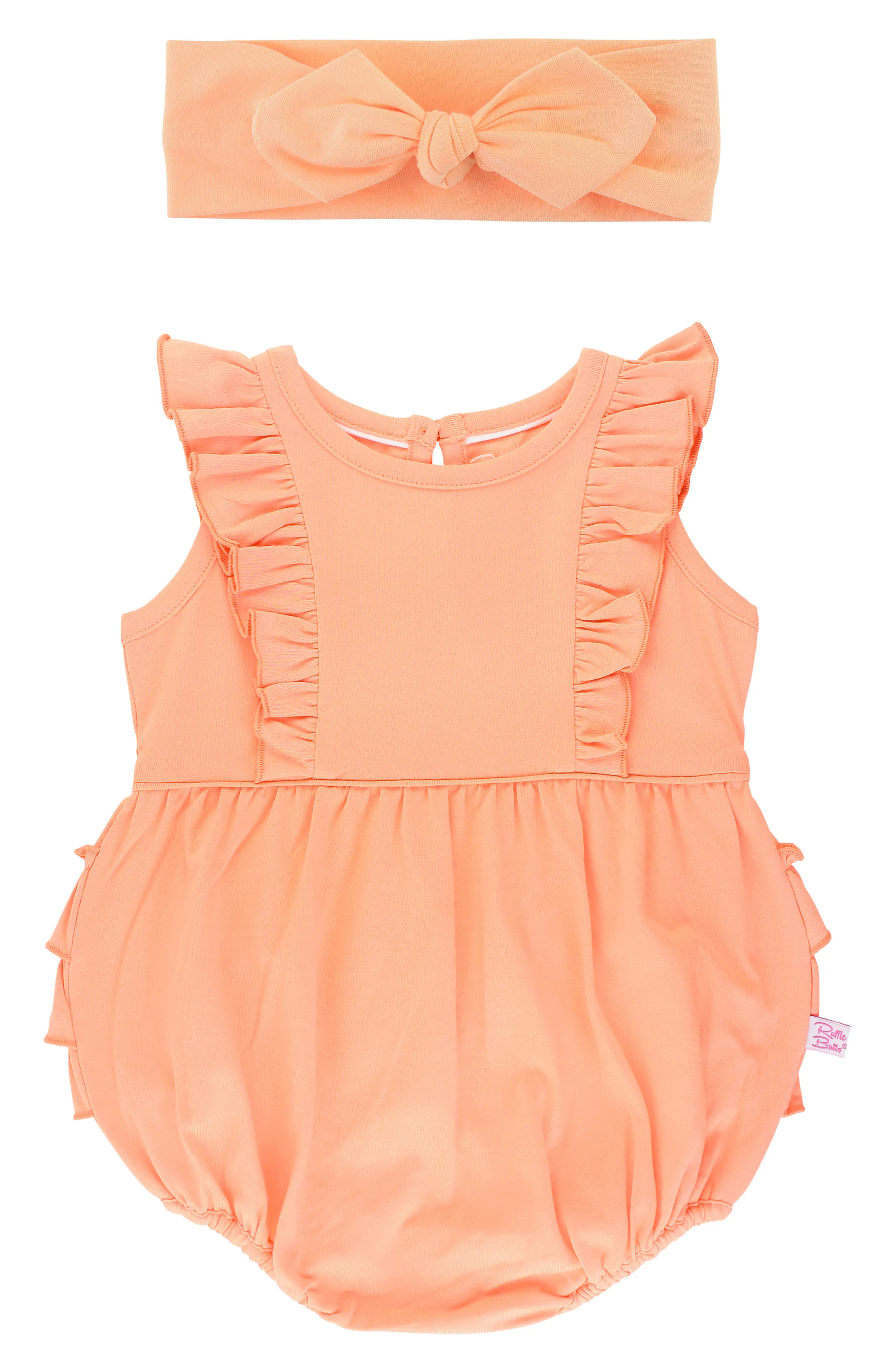 Infant Girl's Rufflebutts Waterfall Ruffle Bubble Romper & Head Wrap Set | Nordstrom