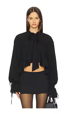 MORE TO COME Hope Tie Front Blouse in Black from Revolve.com | Revolve Clothing (Global)