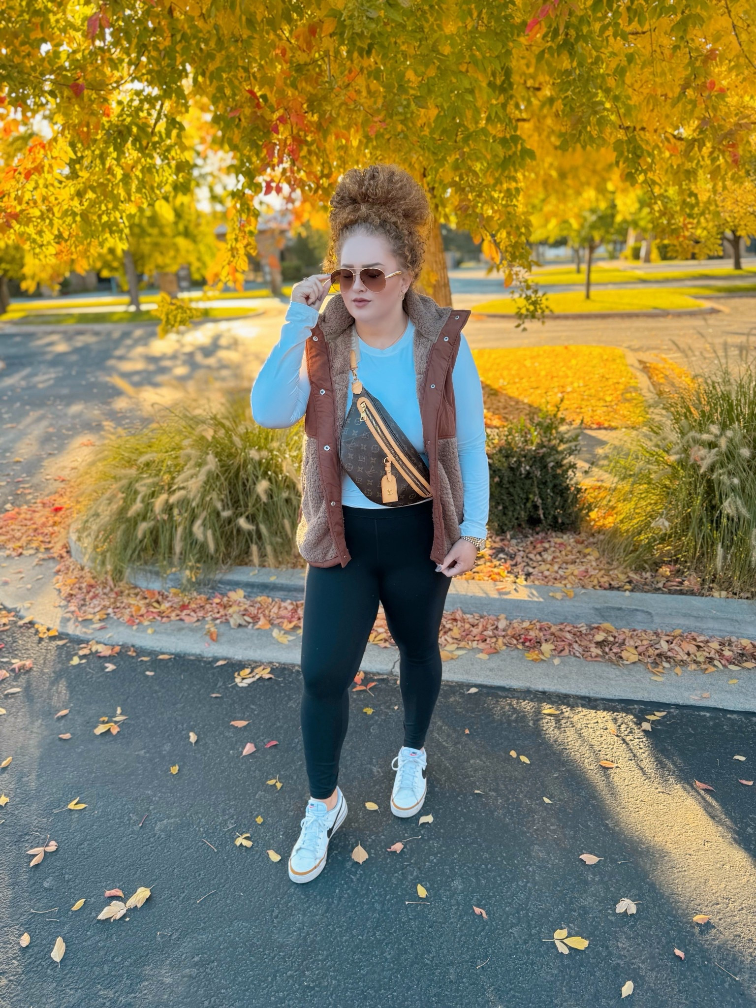 Sundays done right 🍂✨ cozy vibes, crisp air, and all the fall feels 🤎 amazon long sleeve top | amazon white long sleeve top | amazon fall vest | brown vest | amazon vest | amazon brown vest | fall outfit | sneakers | nike sneakers | fall shoes | nike court legacy | amazon fall outfit | casual fall outfit | amazon fall casual outfit | leggings | Amazon leggings | leggings outfit | amazon fashion | amazon finds | amazon look | amazon outfit | fall outfit | fall look | fall fashion | fall finds | fall outfit inspo | fall fashion inspo | fall 2025 | sunglasses | amazon sunglasses | designer sunglasses dupe 

#LTKMidsize #LTKStyleTip #LTKSaleAlert