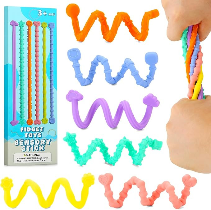 Fidget Toys for Adults Kids, 6 Pcs Sensory Toys for Autism ADHD Flexible Fidget Sticks Stocking S... | Amazon (US)