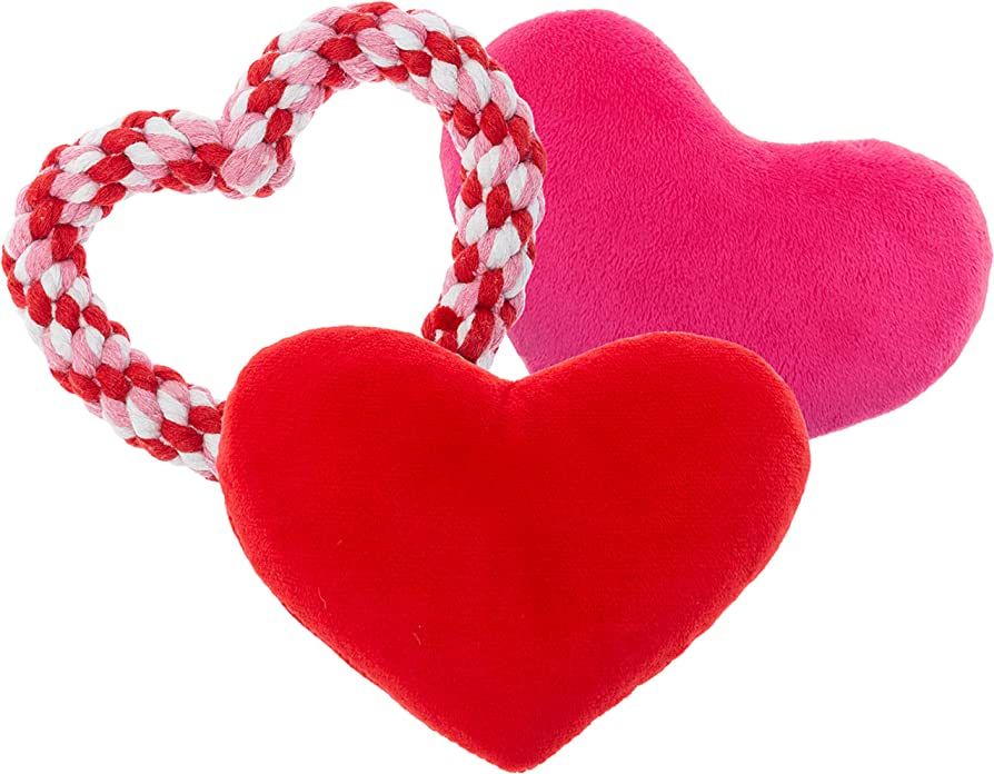 FLYSTAR Dog Valentines Toy - Rose Plush Dog Squeaky Toy & Heart Dog Rope Toy Help Clean Teeth & H... | Amazon (US)