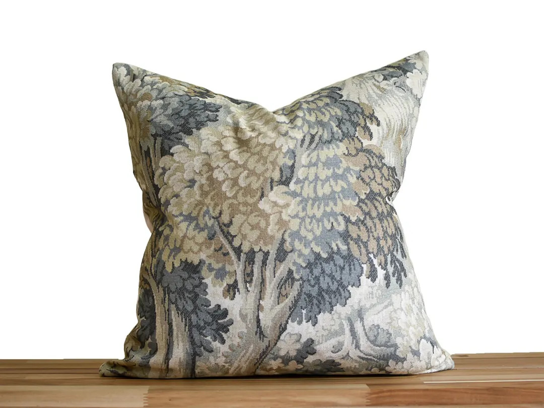 Green Forest Tapestry Pillow Cover, Olive and Forest Green Tree Pillow Cover, Green Floral Pillow... | Etsy (US)