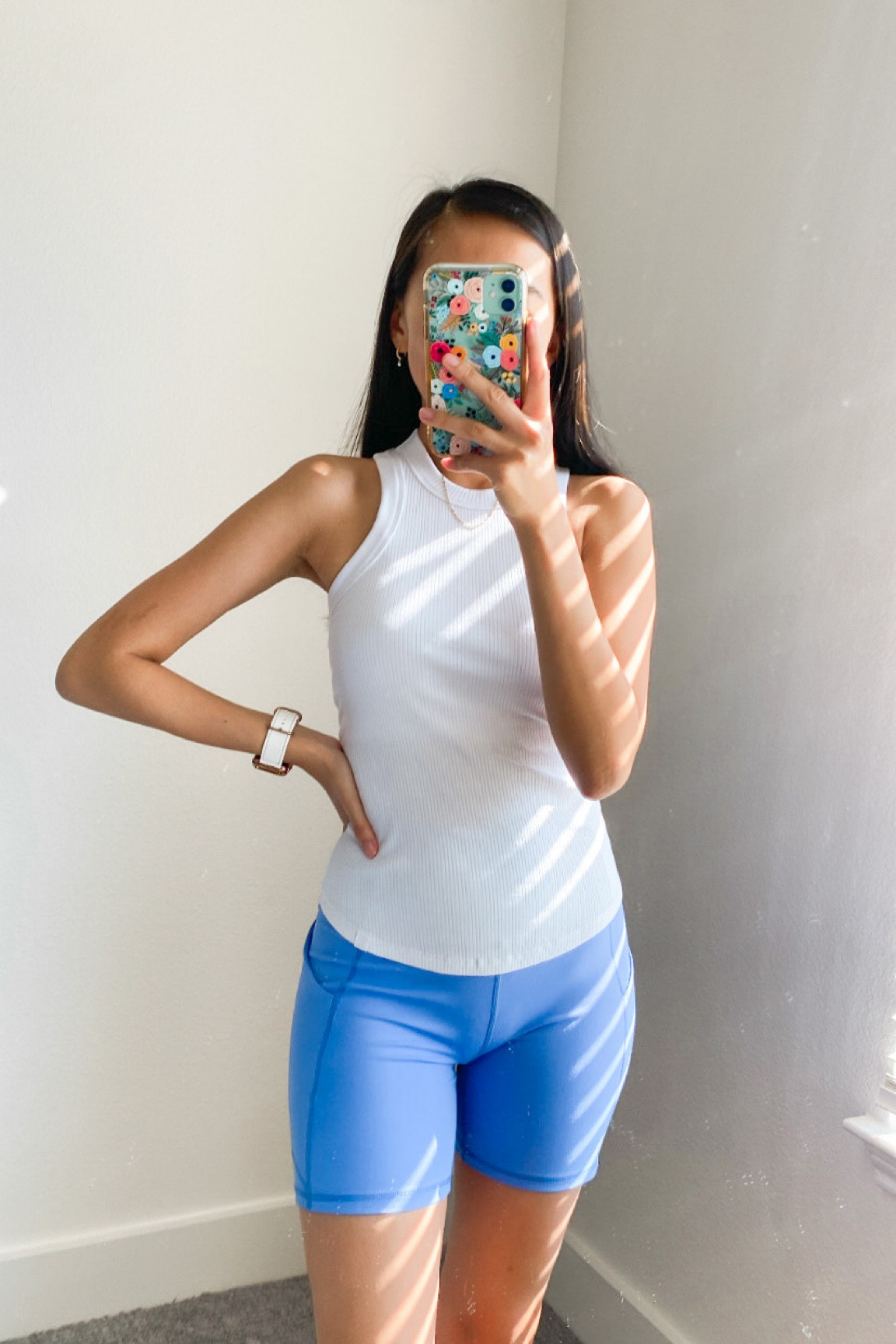 Tank (XS), biker shorts (small), activewear, athleisure, bike shorts, loungewear, Fabletics 

#LTKunder50 #LTKFind #LTKFitness