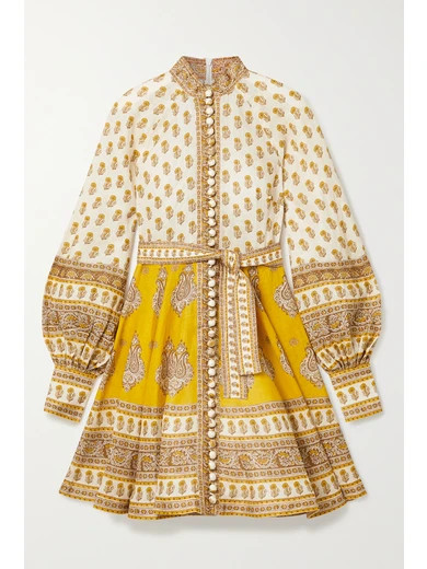 Zimmermann - Bonita Paisley-print Linen Mini Dress - Beige | NET-A-PORTER (US)