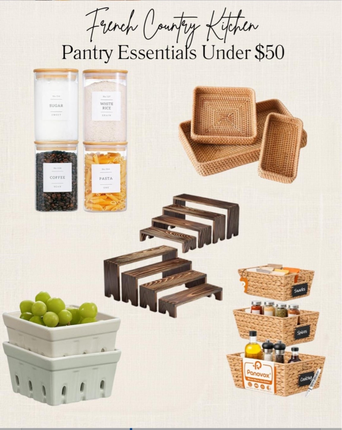 The secret to a beautiful French country pantry? These affordable finds under $50. ✨

I've rounded up my favorite pantry essentials under $50 that bring charm, warmth, and timeless European style to everyday spaces. Think woven baskets, pretty storage jars, vintage-inspired accents, and functional pieces that make your pantry feel as beautiful as the rest of your home.

Shop all my affordable French country finds and give your pantry a little château-inspired makeover. 🤍

#FrenchCountryStyle #FrenchCountryKitchen #PantryOrganization #LTKHome #AmazonHomeFinds #KitchenInspiration #HomeDecorFinds #FrenchFarmhouse #PantryGoals #AffordableHomeDecor 

 #LTKfoodie #LTKOver40 #LTKHome