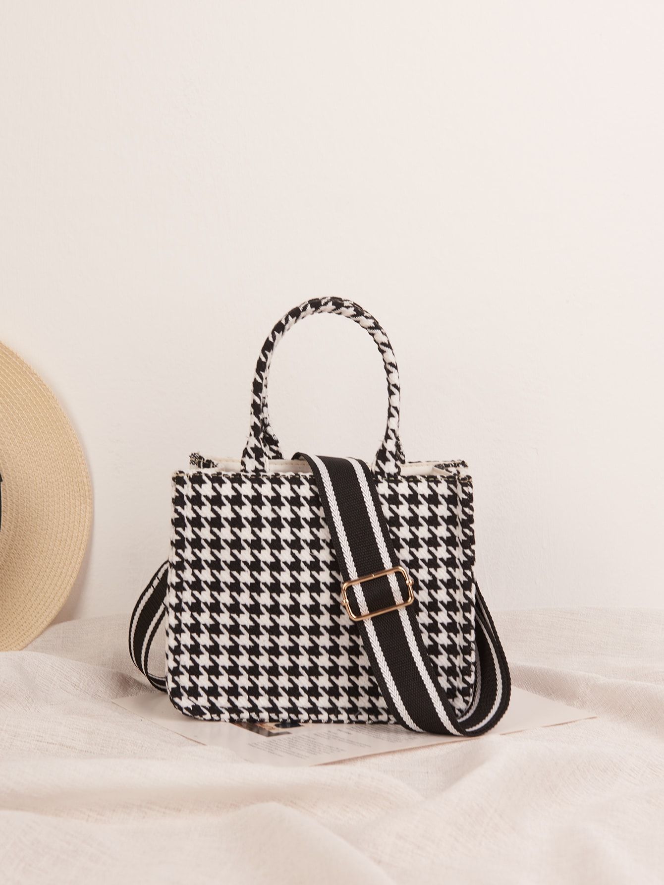 Houndstooth Pattern Square Bag | SHEIN