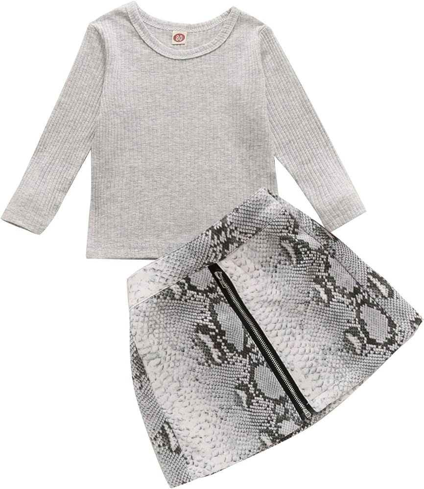 Toddler Kids Baby Girl Skirt Set Long Sleeve Knitted Sweater Tops + Mini Pencil Skirts Fall Winte... | Amazon (US)