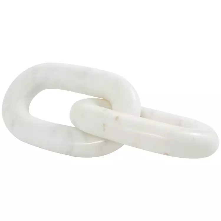 New! White Marble 2-Link Chain Sculpture | Kirkland's Home