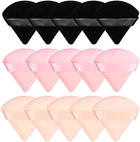 15 Pieces Powder Puff Face Soft Triangle Makeup Puff Velour Puff for Loose Powder Body Powder Cosmet | Amazon (US)