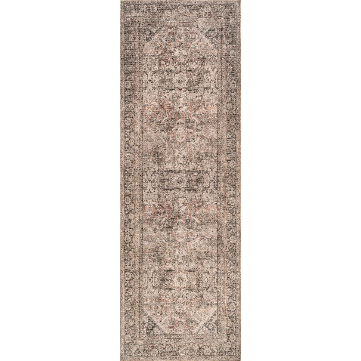 Nuloom Hillstone Collection Deka Traditional Vintage Medallion Area Rug, 2' 8" x 8', Rust | Target