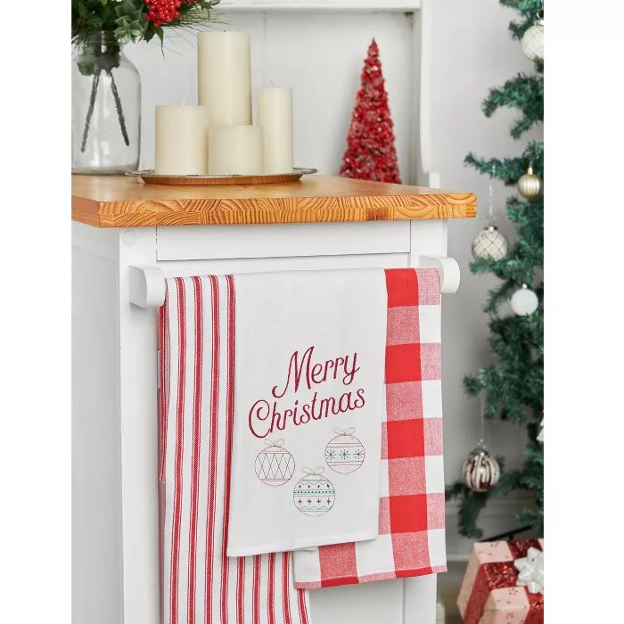 C&F Home Retro Merry Christmas Flour Sack Embroidered Kitchen Towel | Target