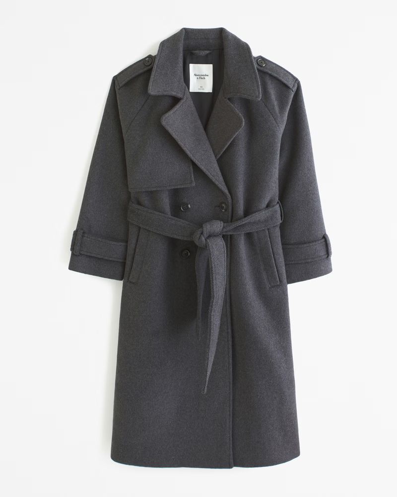Wool-Blend Trench Coat | Abercrombie & Fitch (US)