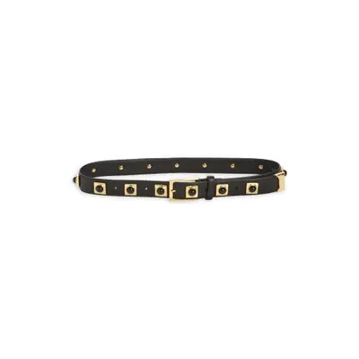 AUREUM No. 2 Stud Leather Belt in Black Gold at Nordstrom, Size Medium | Nordstrom