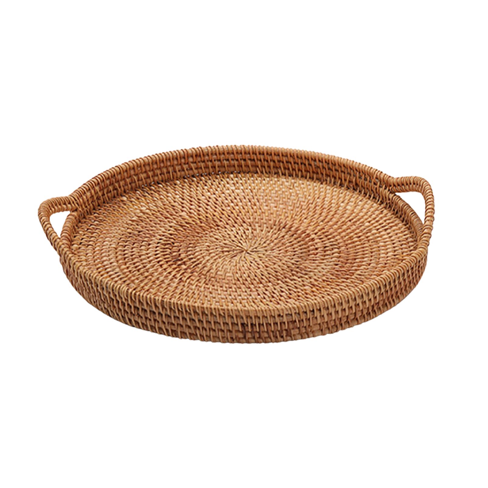 With Handles Food Rattan Serving Tray For Kitchen Basket Handmade Outdoor Picnic - Walmart.com | Walmart (US)