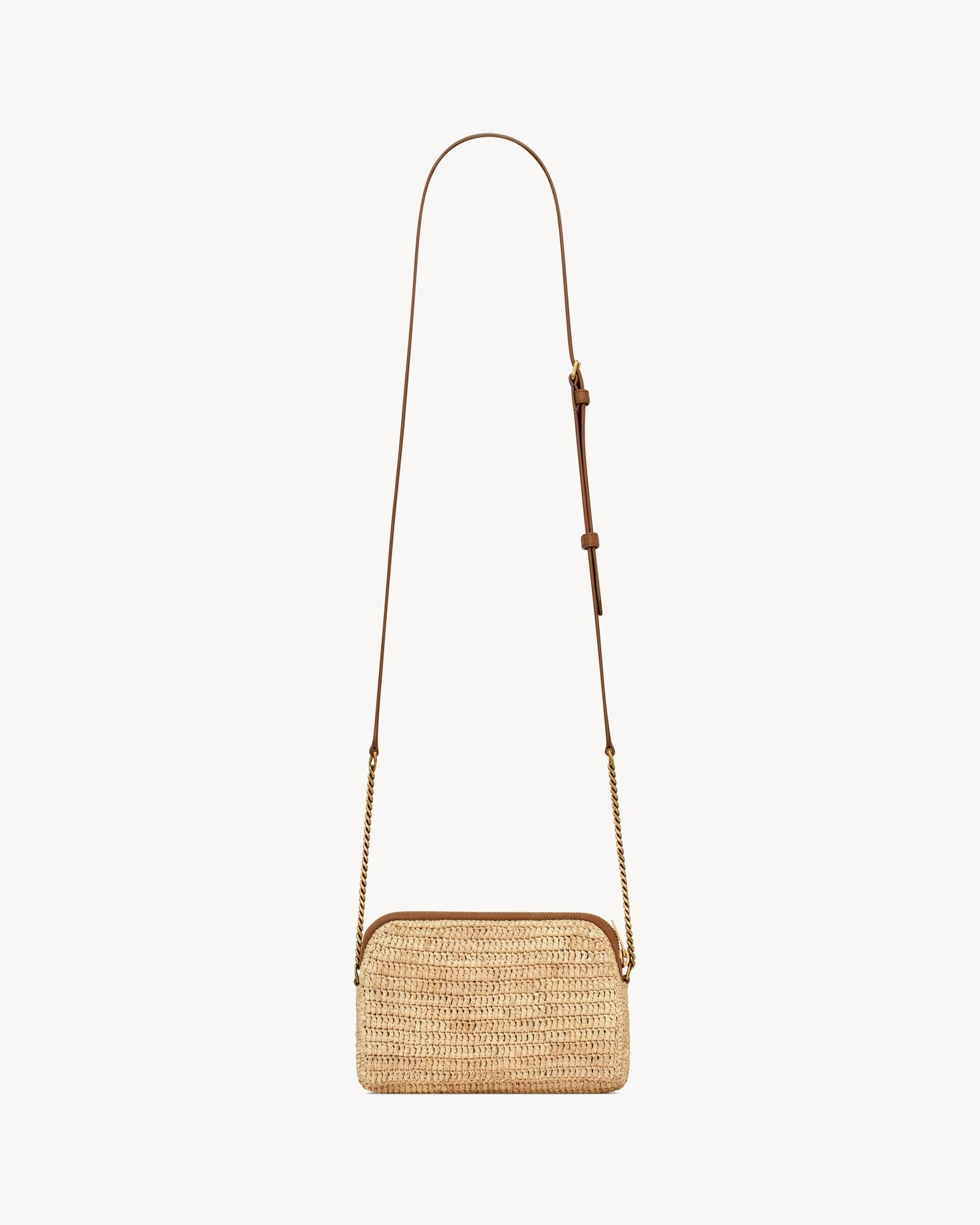 zipped pouch in woven raffia decorated with the CASSANDRE | Saint Laurent Inc. (Global)