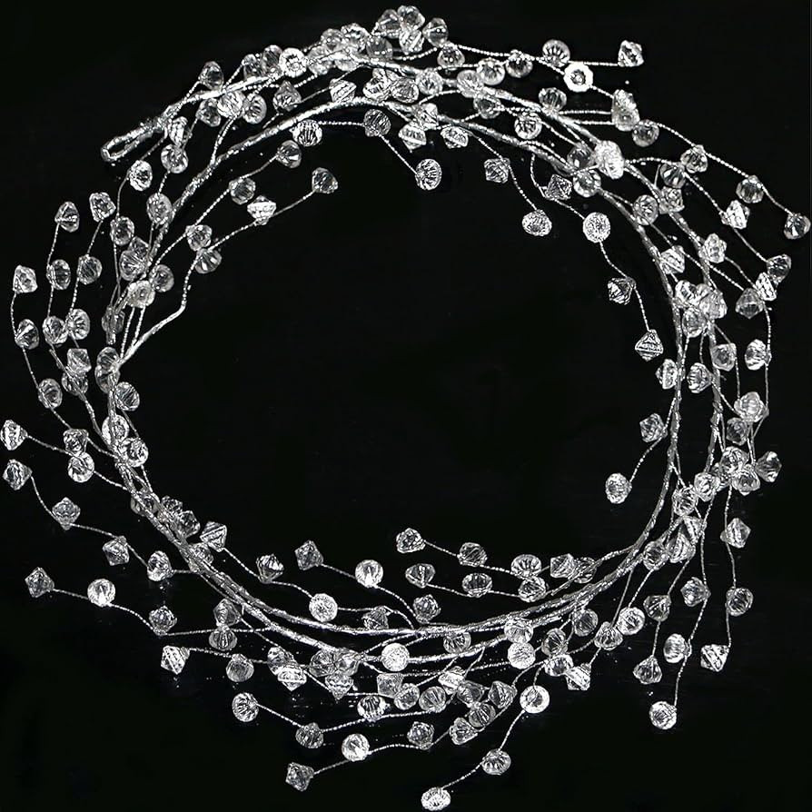 Jishi Christmas Garland 20 FT Crystal Diamond Ice Wire Clear Bead Garland for Christmas Tree Deco... | Amazon (US)