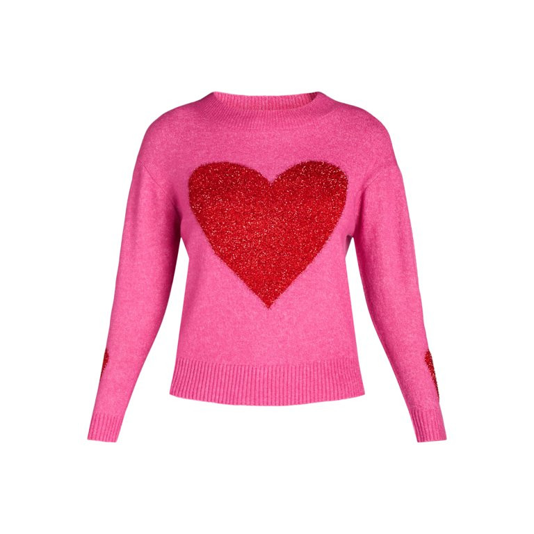 99 Jane Street Women's Heart Pullover Sweater, Midweight, Sizes XS-XL | Walmart (US)