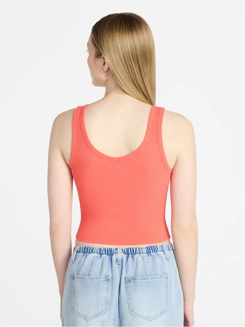 No Boundaries Cropped V-Neck Tank Top, Women’s XXS-XXL | Walmart (US)