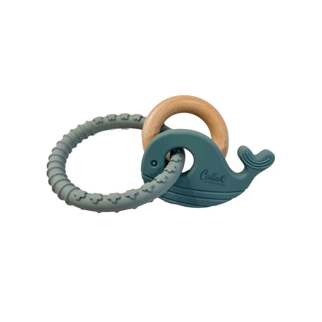 Whale Silicone & Beechwood Teether | Calla and Friends