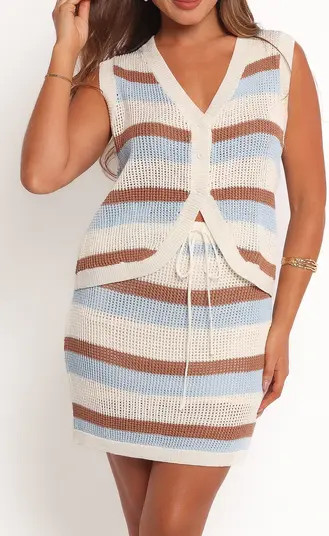 Fawn Stripe Open Knit Drawstring Skirt | Nordstrom