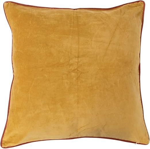 Creative Co-Op Cotton Velvet Pillow with Rust Color Piping | Amazon (US)