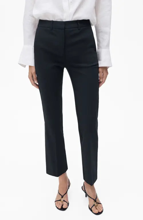 MANGO Ankle Straight Leg Pants in Navy at Nordstrom, Size 2 | Nordstrom