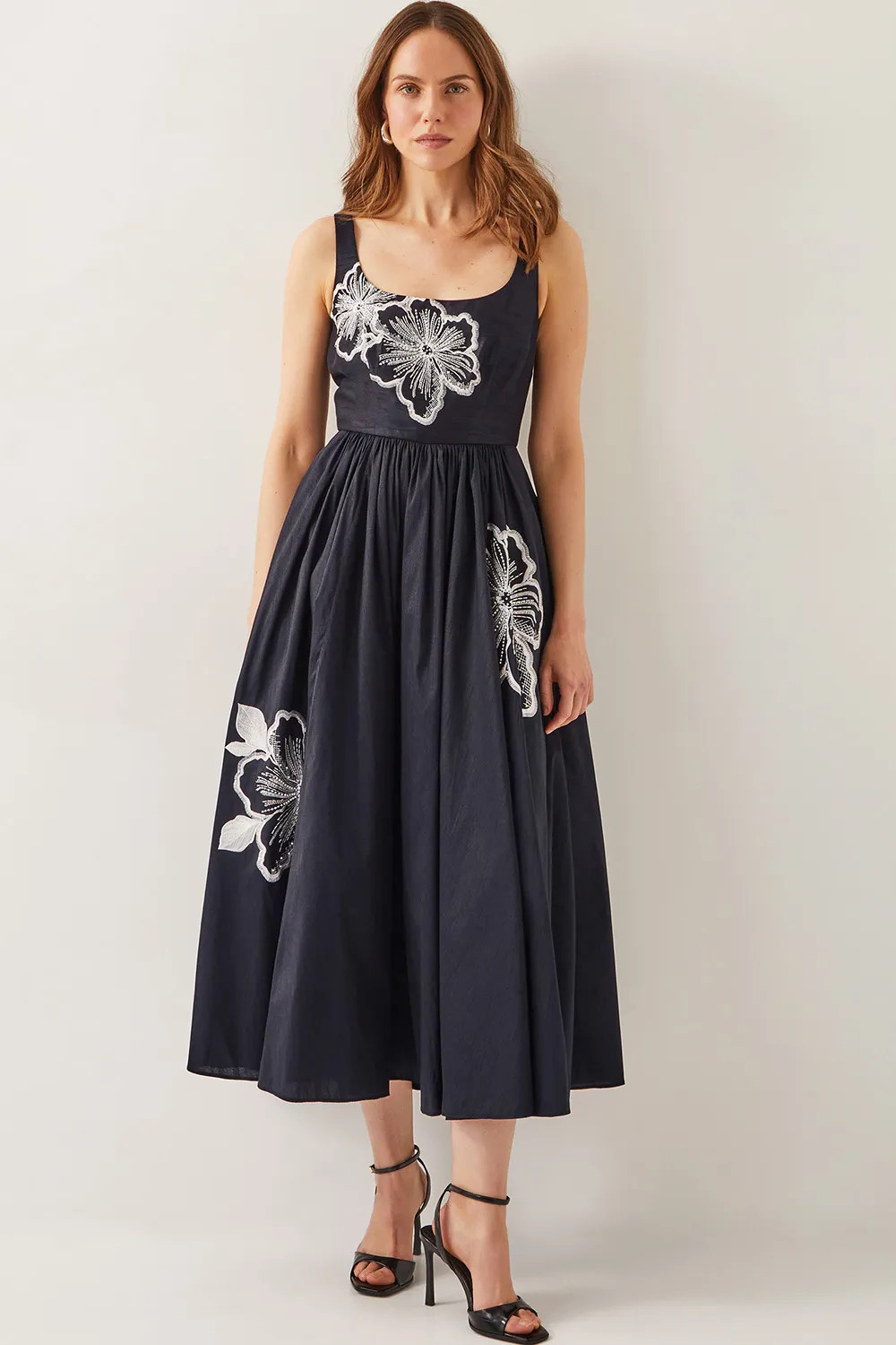 Dresses | Sophie Embroidered Fit & Flare Midi Dress Black | Monsoon | Coast UK & IE