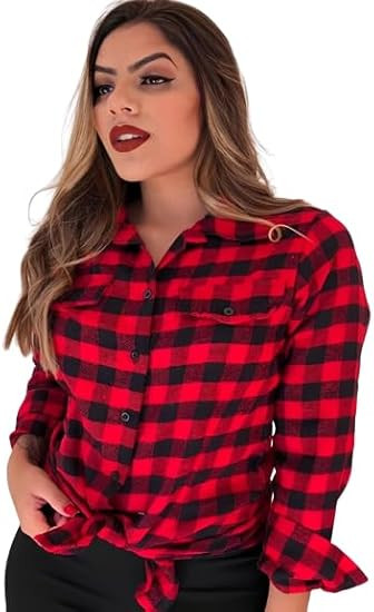 Blusa Camisa Feminina Xadrez Flanelado R054 | Amazon (BR)