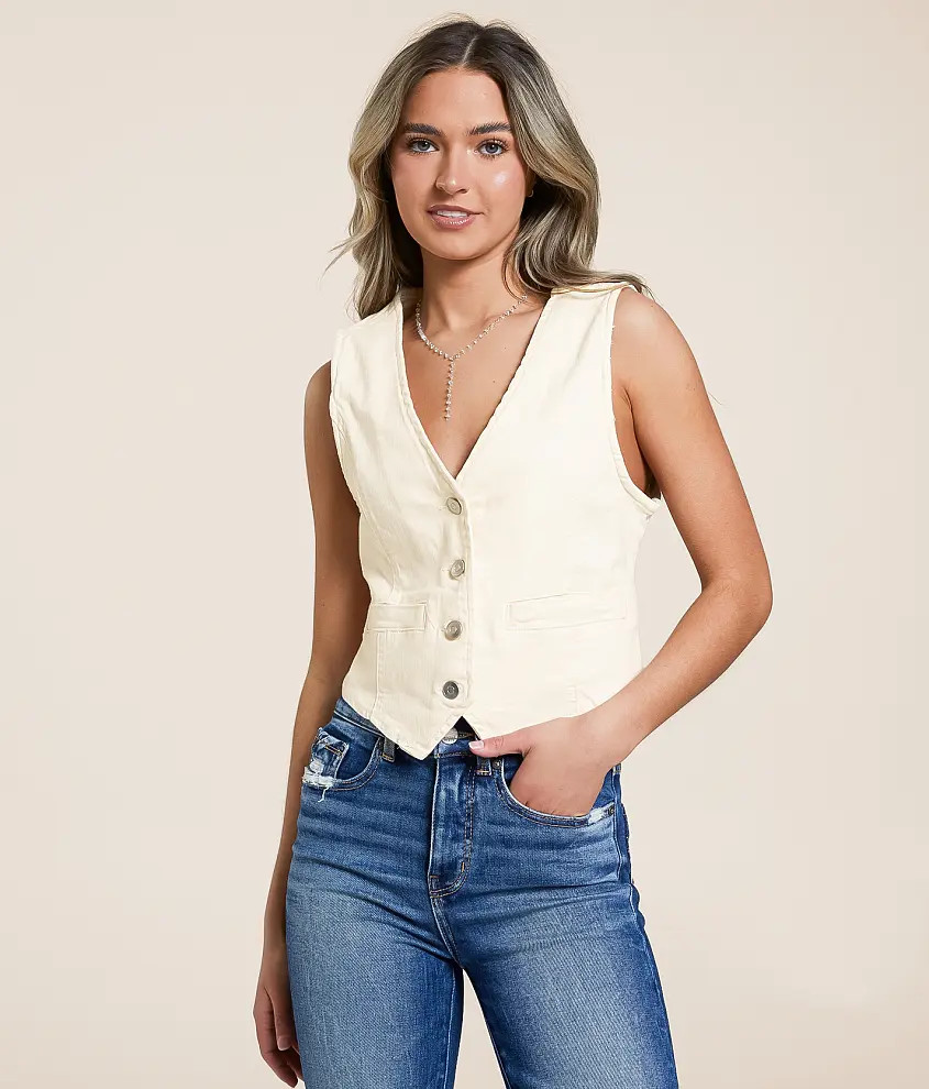 Denim Cropped Vest | Buckle
