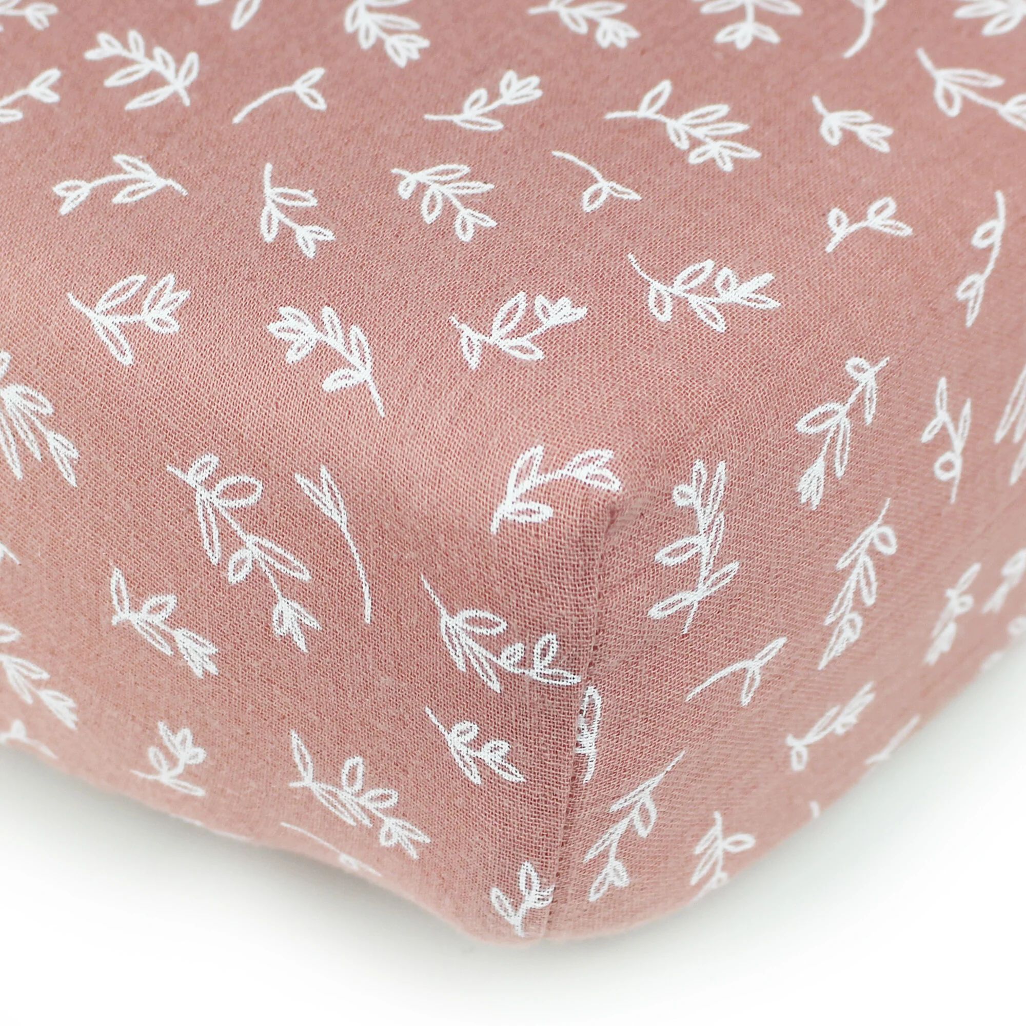 Organic Muslin Crib Sheet in Desert Rose Leaves | L'ovedbaby