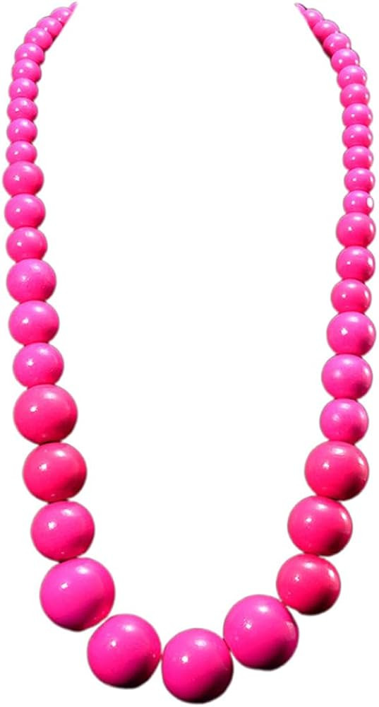 Colorful Natural Wood Round Beaded Strand Necklaces Bohemian Retro Multicolor Bib Big Round Bead ... | Amazon (US)
