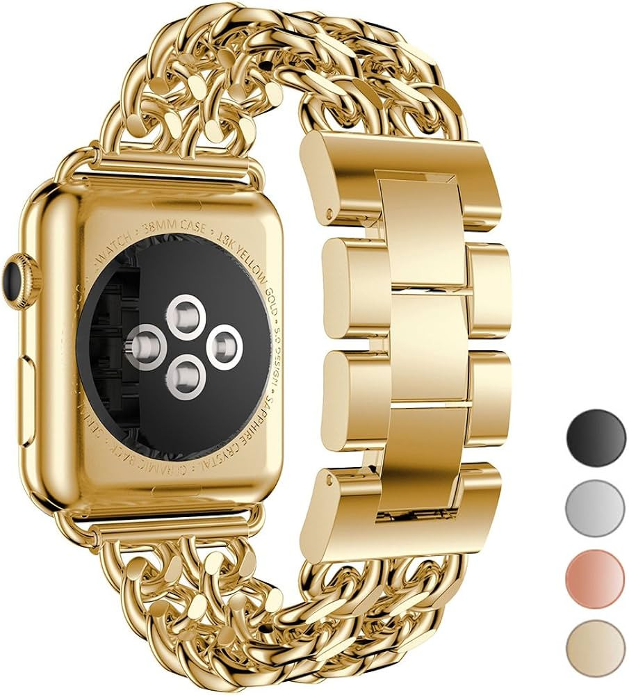 Seoaura Compatible Apple Watch Band 45mm 49mm 42mm 44mm, Stainless Steel Metal Cowboy Chain Style... | Amazon (US)