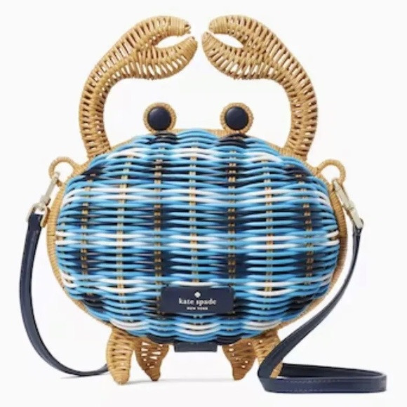 NWT Kate Spade Pinch Me Blue Wicker Crab Crossbody Bag Novelty Gift Blue | Poshmark