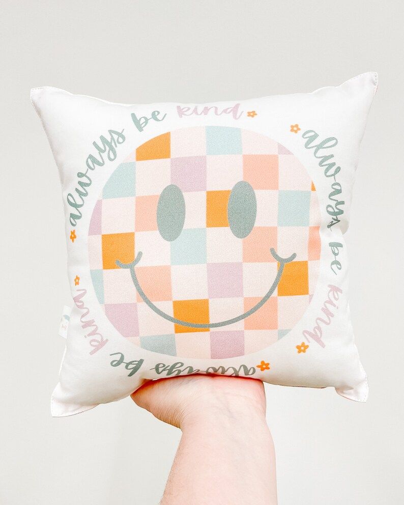 Always Be Kind Pillow Checker Pattern Pillow Happy Face | Etsy | Etsy (US)