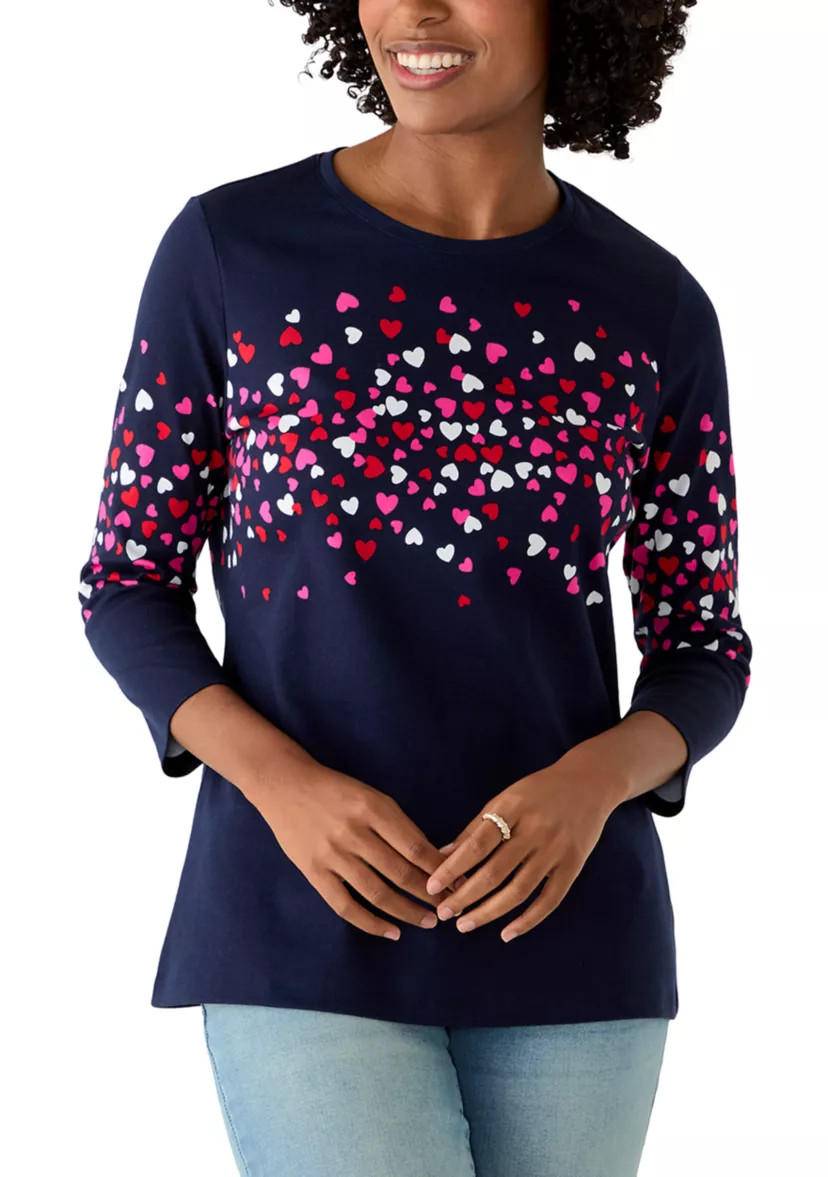 Kim Rogers®Women's 3/4 Sleeve Crew Neck Placement Printed Top | Belk