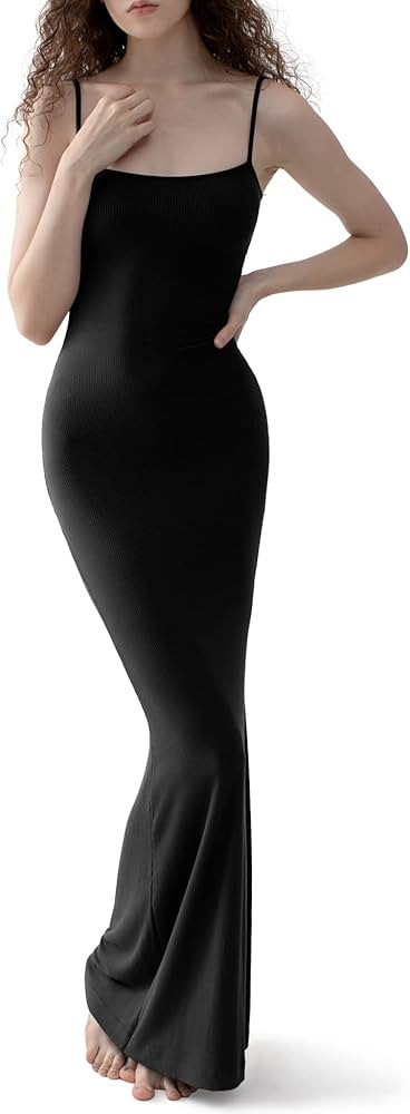 PUMIEY Women's Sexy Slip Maxi Dress Soft Lounge Ribbed Bodycon Dresses | Amazon (US)
