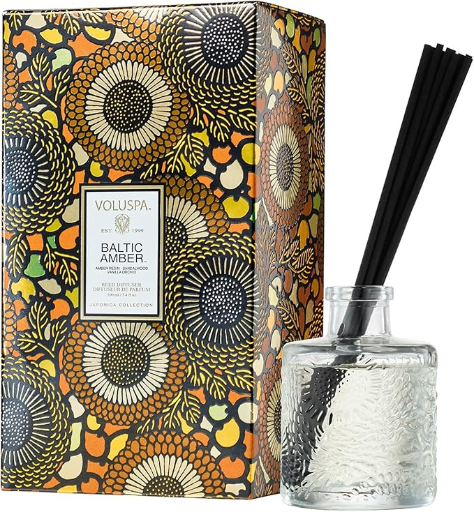 Voluspa Baltic Amber Scented Reed Diffuser, 3.4 oz, Oil Reed Diffusers for Home, Handcrafted in T... | Amazon (US)
