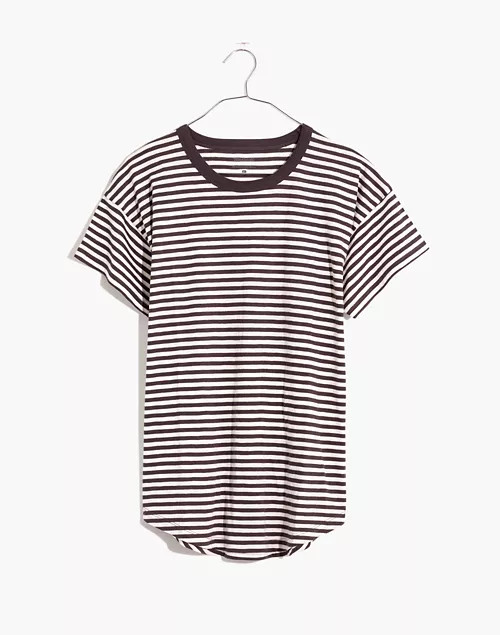 Whisper Cotton Rib-Crewneck Tee in Damien Stripe | Madewell