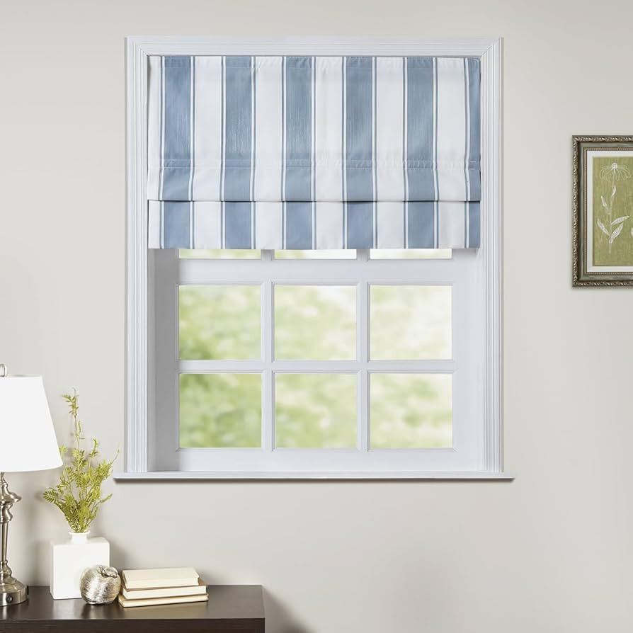 TWOPAGES Wide Stripe Roman Shades Cordless Roman Blinds for Windows, Custom Made Light Filtering ... | Amazon (US)