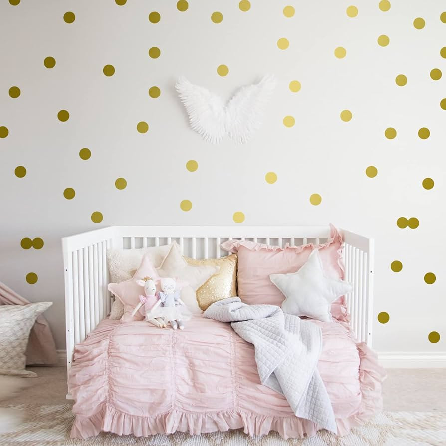 Gold Dots Wall Decals(200 Dots/2 Inch), Posh Polka Dots Wall Sticker for Girls Bedroom Playroom | Amazon (US)