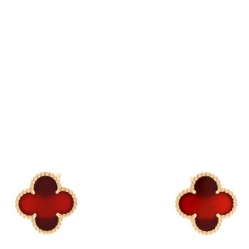 18K Yellow Gold Carnelian Vintage Alhambra Earrings | FASHIONPHILE (US)