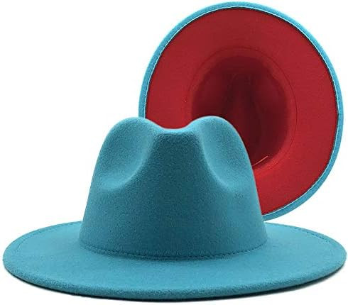REVKI Wide Brim Fedora Hats for Women Dress Hats for Men Two Tone Panama Hat with Belt Buckle | Amazon (US)