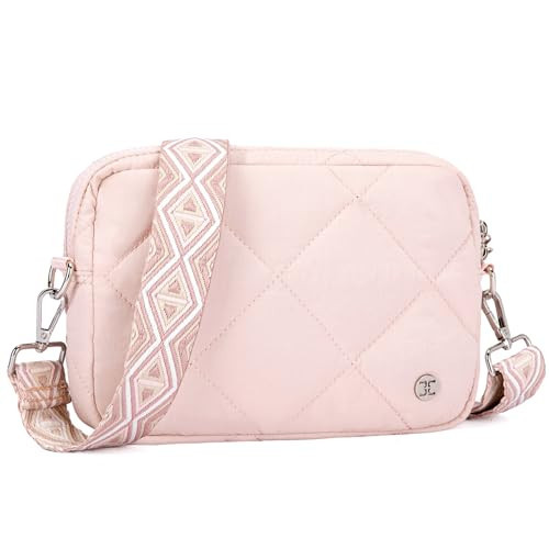 Telena Crossbody Bags for Women Quilted Design Puffer Bag Purse Lightweight Shoulder Bag Pink | Amazon (US)